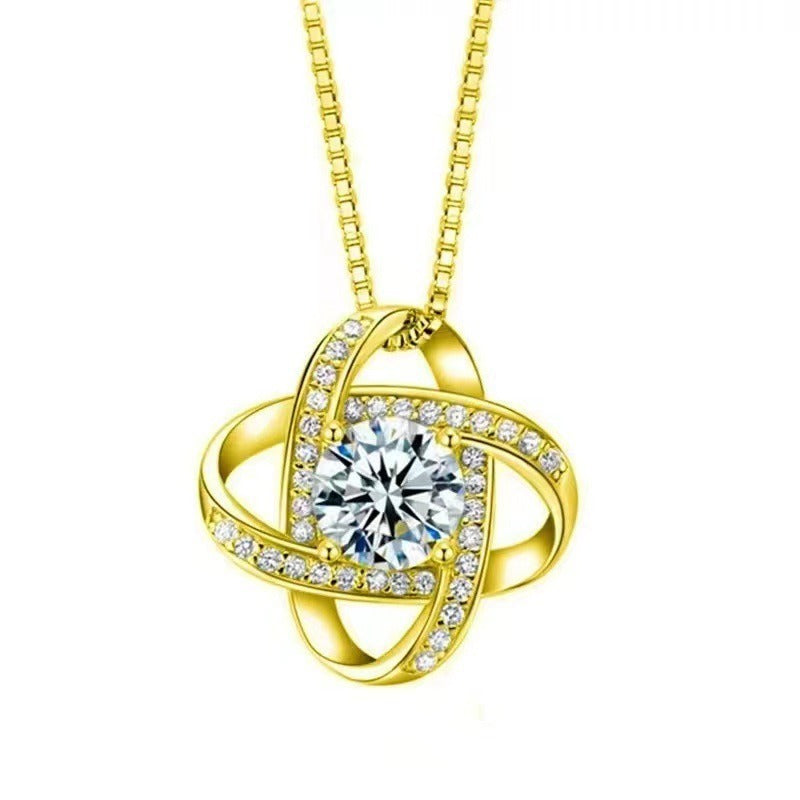 Four-Leaf Clover Necklace | 925 Sterling Silver | Diamond Pendant | Gold & White Gold | Lucky Charm Jewelry