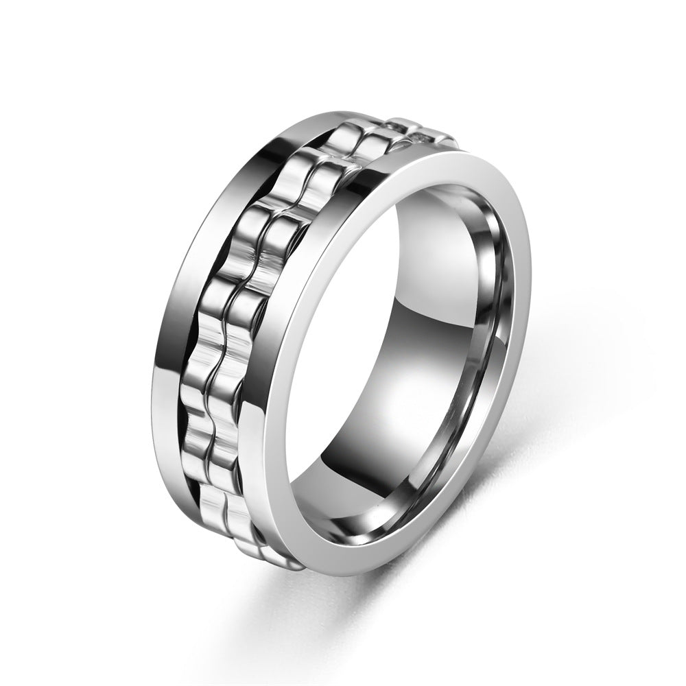 Anti-Stress Spinner Ring | Gear Design | Stainless Steel | 8 Colors | Sizes 6-13