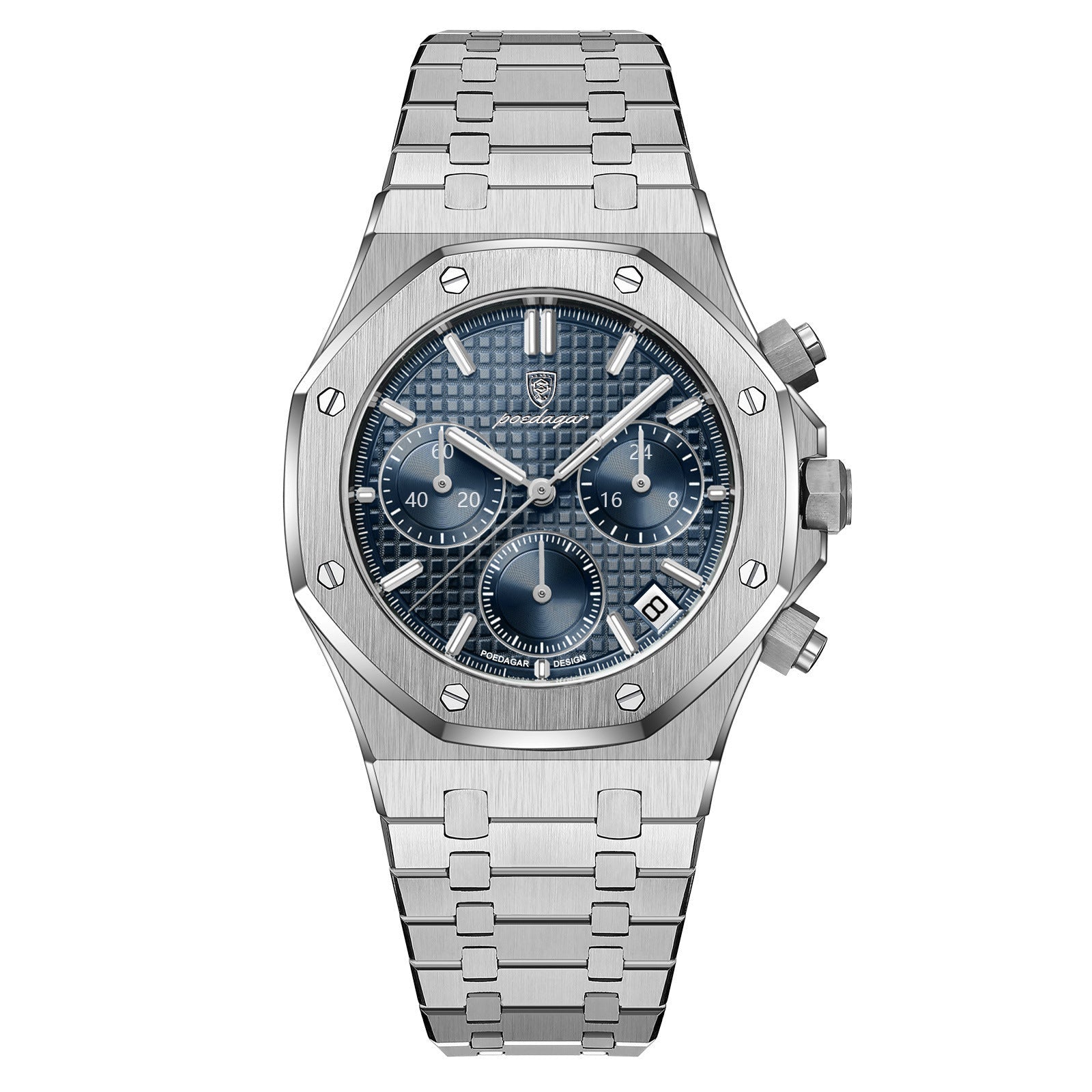 POEDAGAR 926 Men's Chronograph Watch | Stainless Steel | 42mm | 10 Styles | Rose Gold, Silver & Black