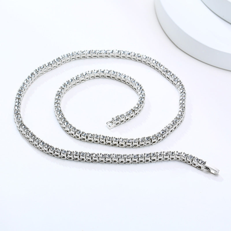 Jewelry Accessories Fashion Personality Men's And Women's 20 Inch Alloy Single Drain Diamond Necklace Gold 5mm Jewelry