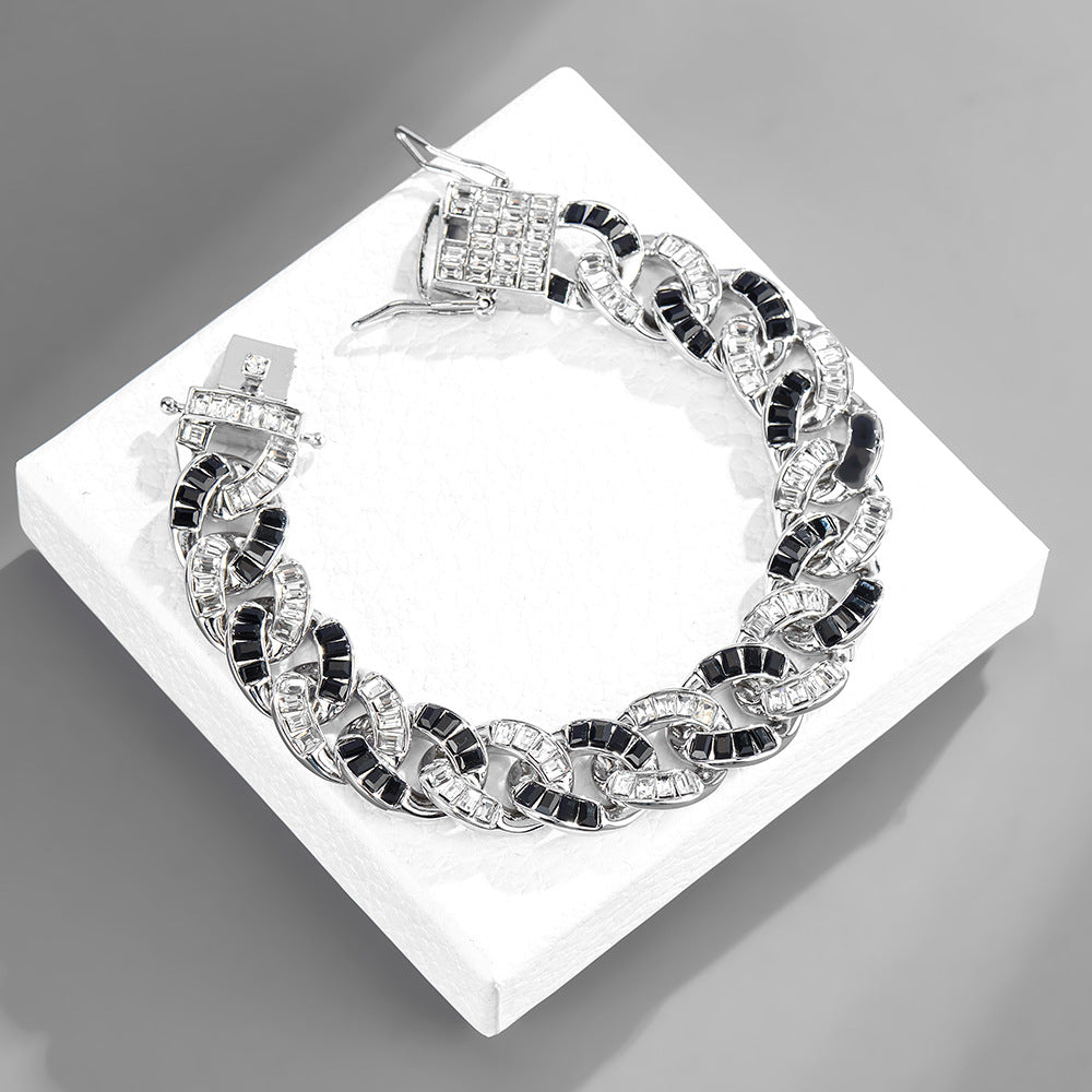 Cadena Cubana 13mm Strass Negro