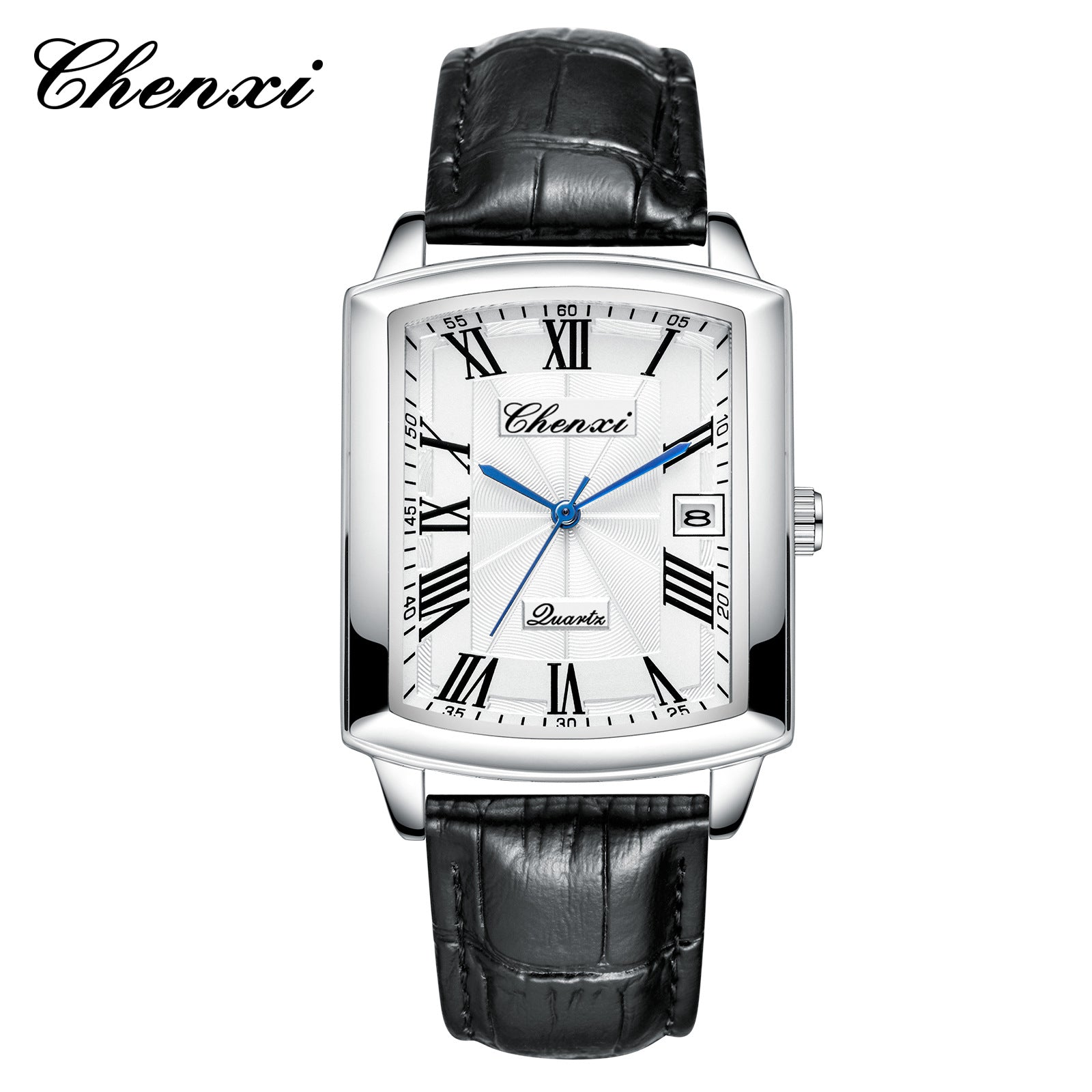 Couple's Casual Rectangular Watch | Genuine Leather Strap | Calendar & Night Light | His & Hers | CHENXI