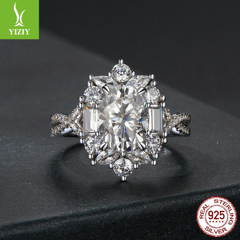 2-Carat Moissanite Diamond Ring | 925 Sterling Silver | Platinum Plated | Certificate Included | Sizes 6-8 US