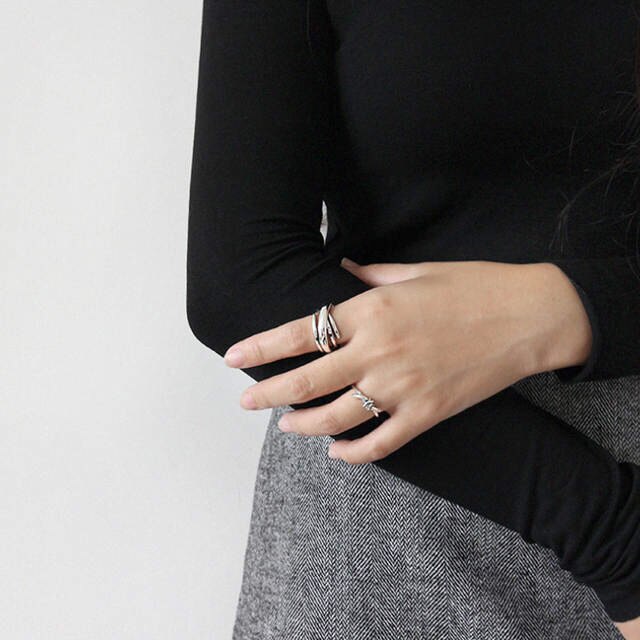 Geometric Knot Ring | Adjustable | White Copper | Minimalist Women's Statement Ring