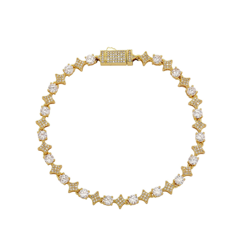 4MM Tennis Chain, 6MM Copper Zirconia Star Hip-hop Necklace, 8MM Starburst Bracelet Anklet, Factory
