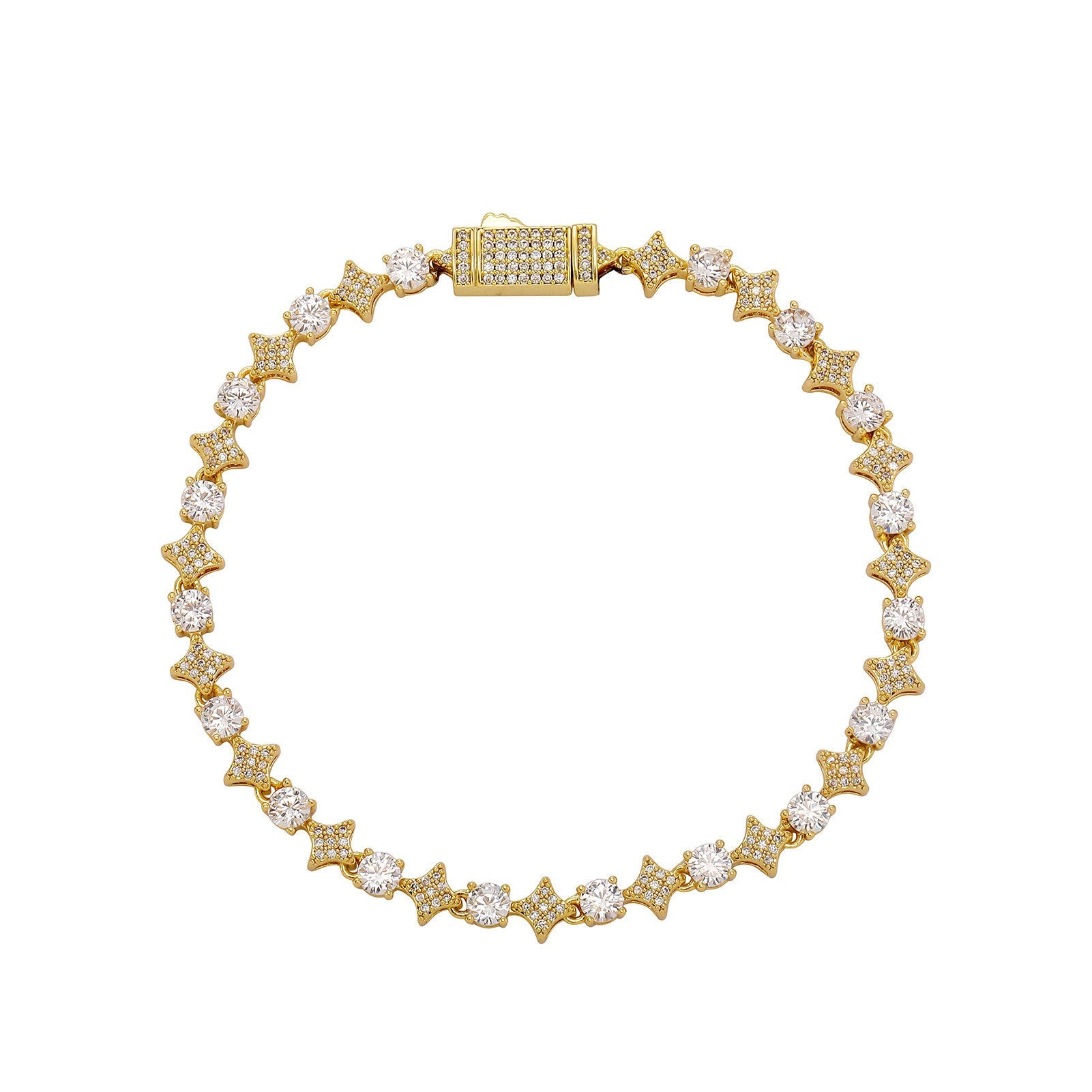 4MM Tennis Chain, 6MM Copper Zirconia Star Hip-hop Necklace, 8MM Starburst Bracelet Anklet, Factory