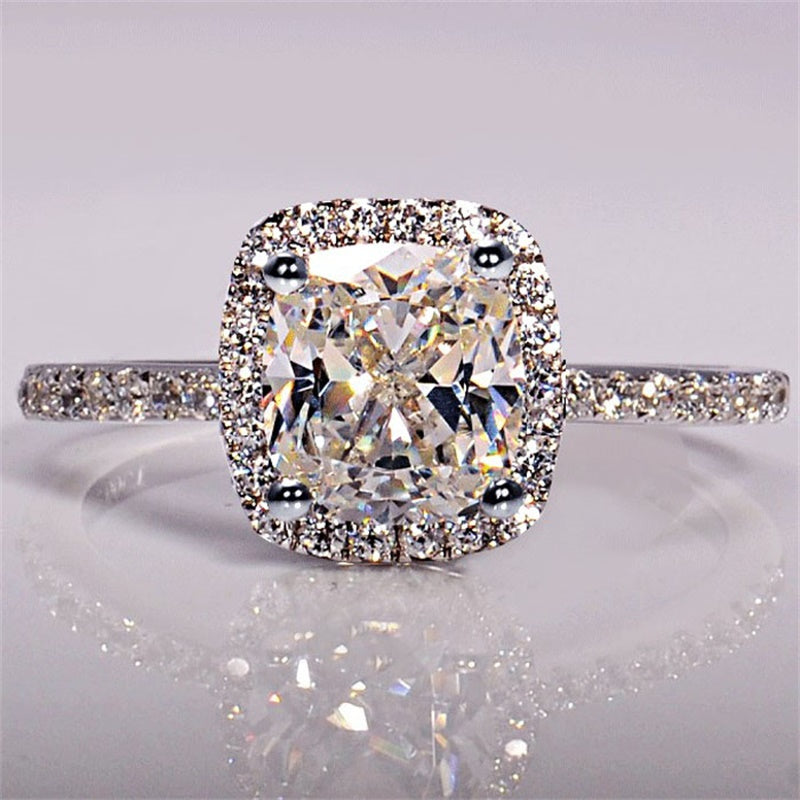 Women's Zircon Ring | Gold-Tone Alloy | Diamond-Style Stone | Sizes 6-10 | Wedding & Engagement Jewelry