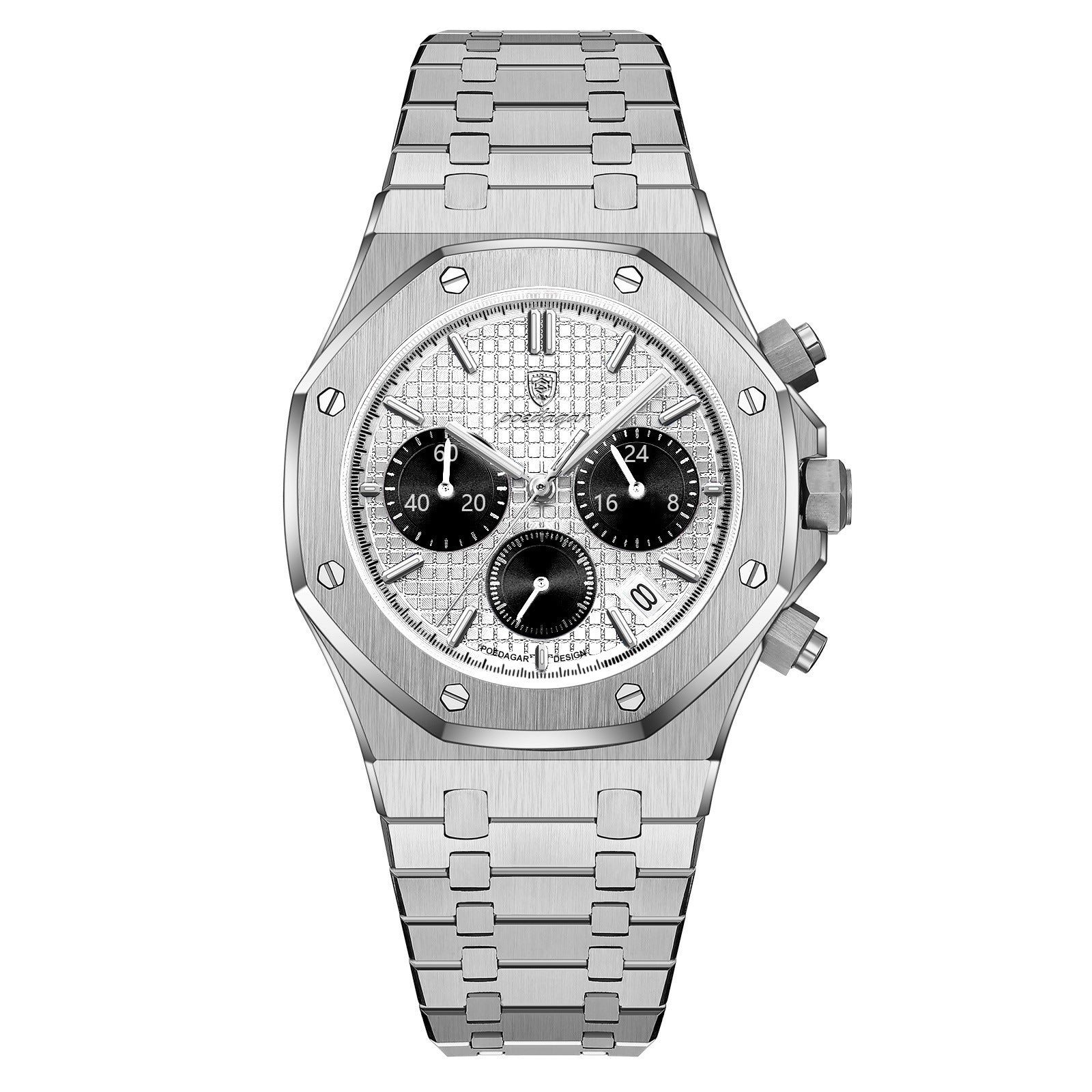 POEDAGAR 926 Men's Chronograph Watch | Stainless Steel | 42mm | 10 Styles | Rose Gold, Silver & Black
