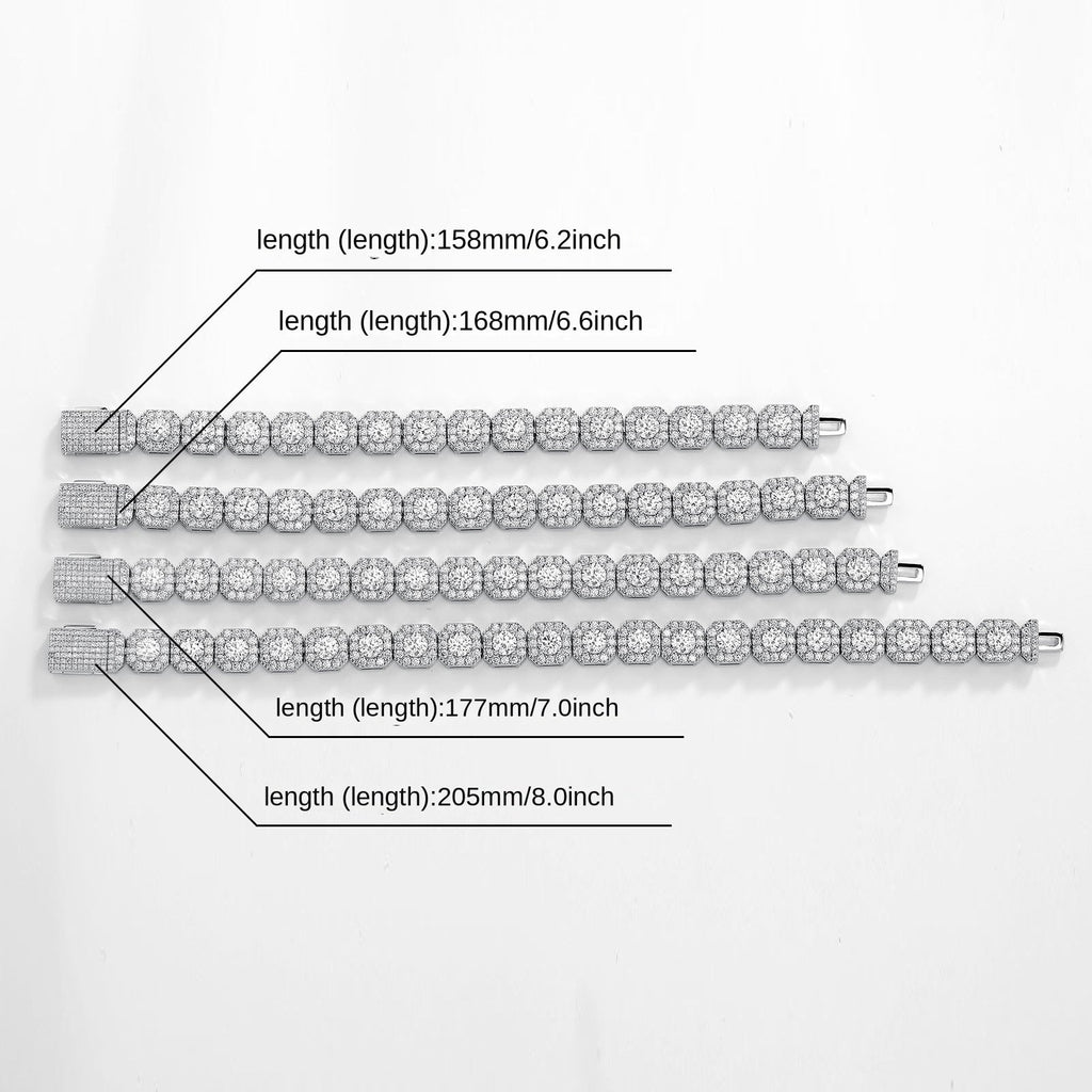 Fashion Trendy Ice Sugar Chain Cuban Chain Ice Sugar Link 5A Zircon Tennis Bracelet Flip Cover Men's Trendy Bracelet