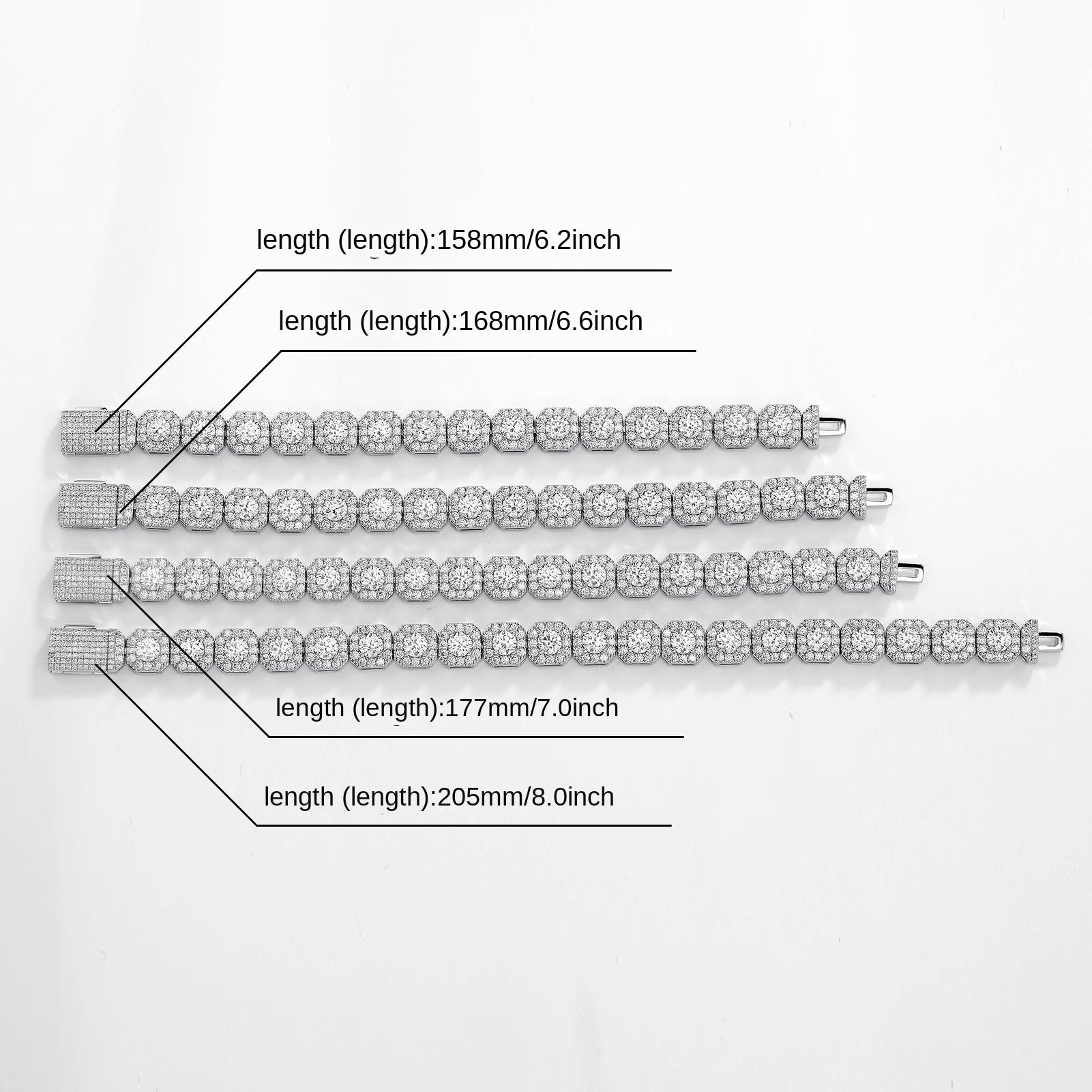 Fashion Trendy Ice Sugar Chain Cuban Chain Ice Sugar Link 5A Zircon Tennis Bracelet Flip Cover Men's Trendy Bracelet
