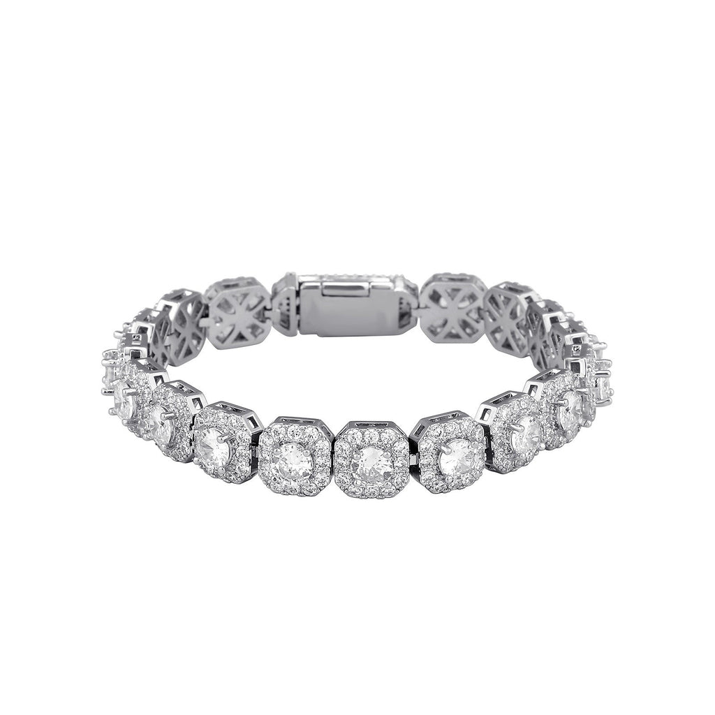 Fashion Trendy Ice Sugar Chain Cuban Chain Ice Sugar Link 5A Zircon Tennis Bracelet Flip Cover Men's Trendy Bracelet