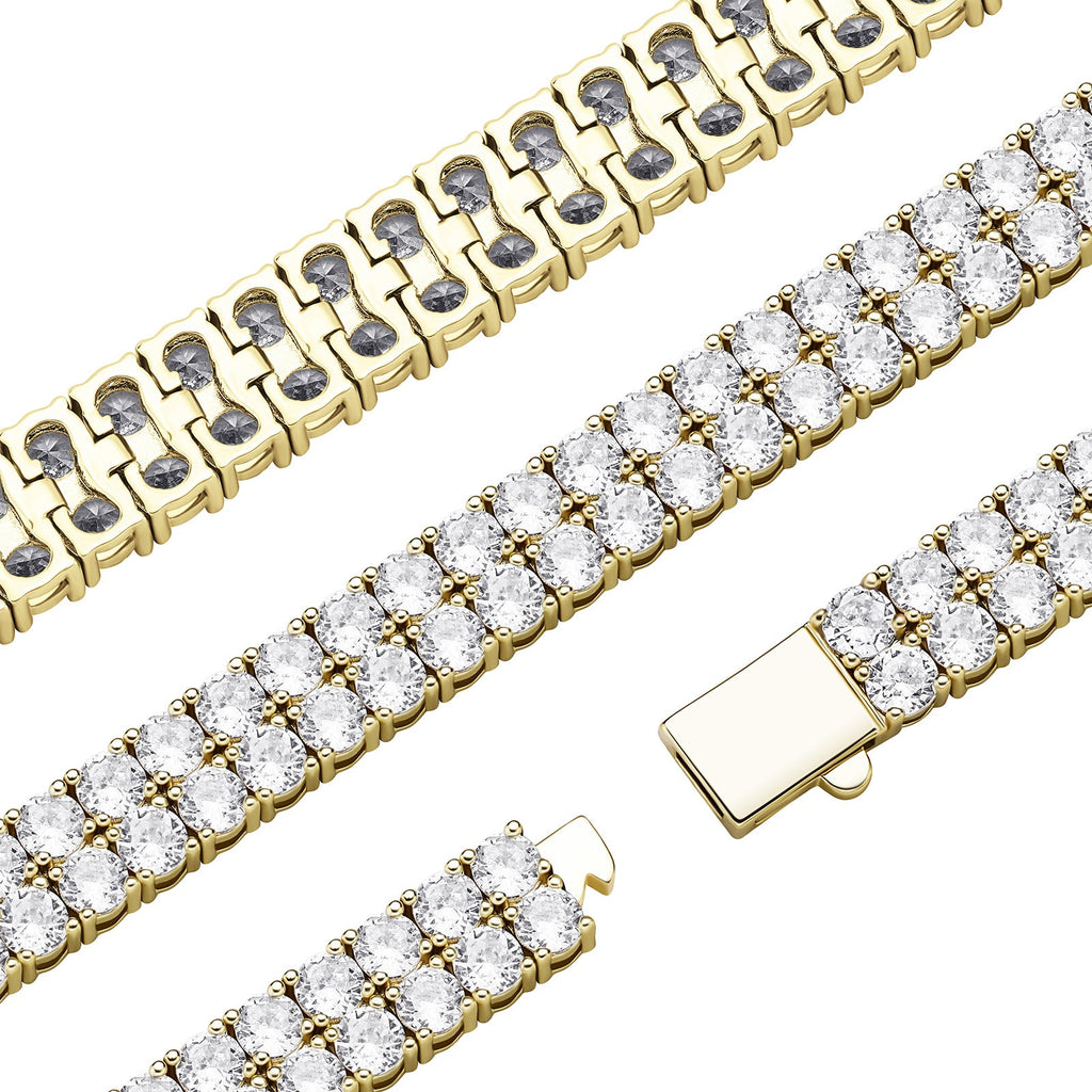 Hip Hop  Double-row 10mm Copper Micro-paved Zircon Bracelet, Hip Hop Bracelet, Personality Tennis Chain