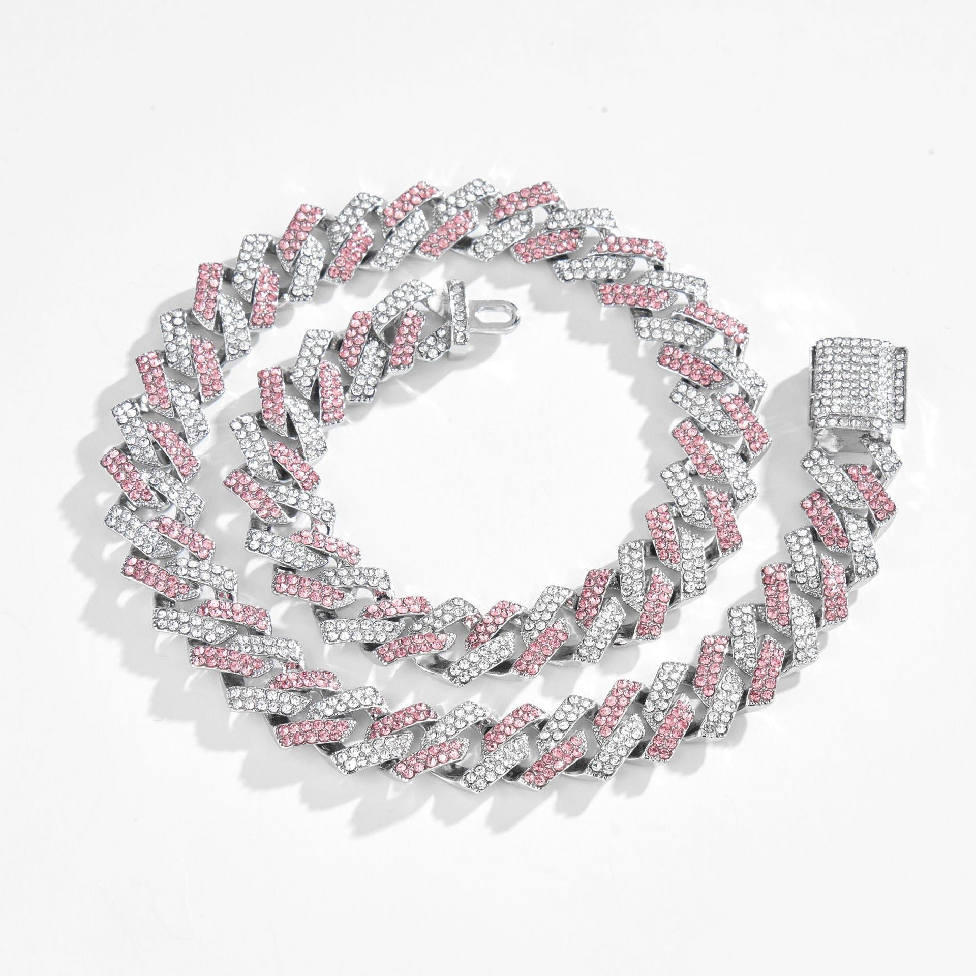 Cadena Cubana 15mm Full Diamantes
