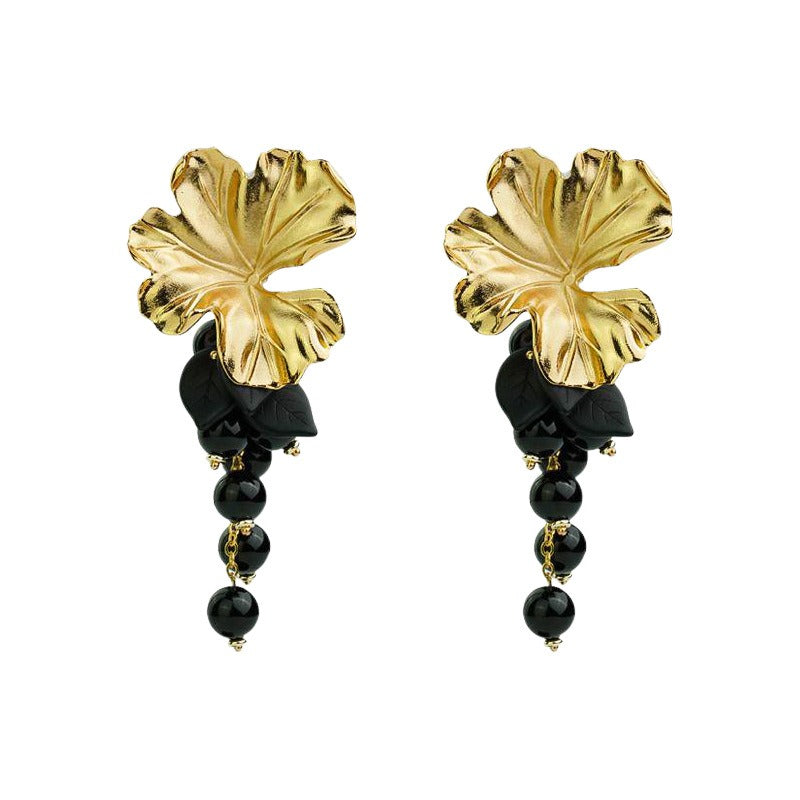 Luxury Tassel Earrings | Metal | Black | Women's Light Luxury Statement Earrings