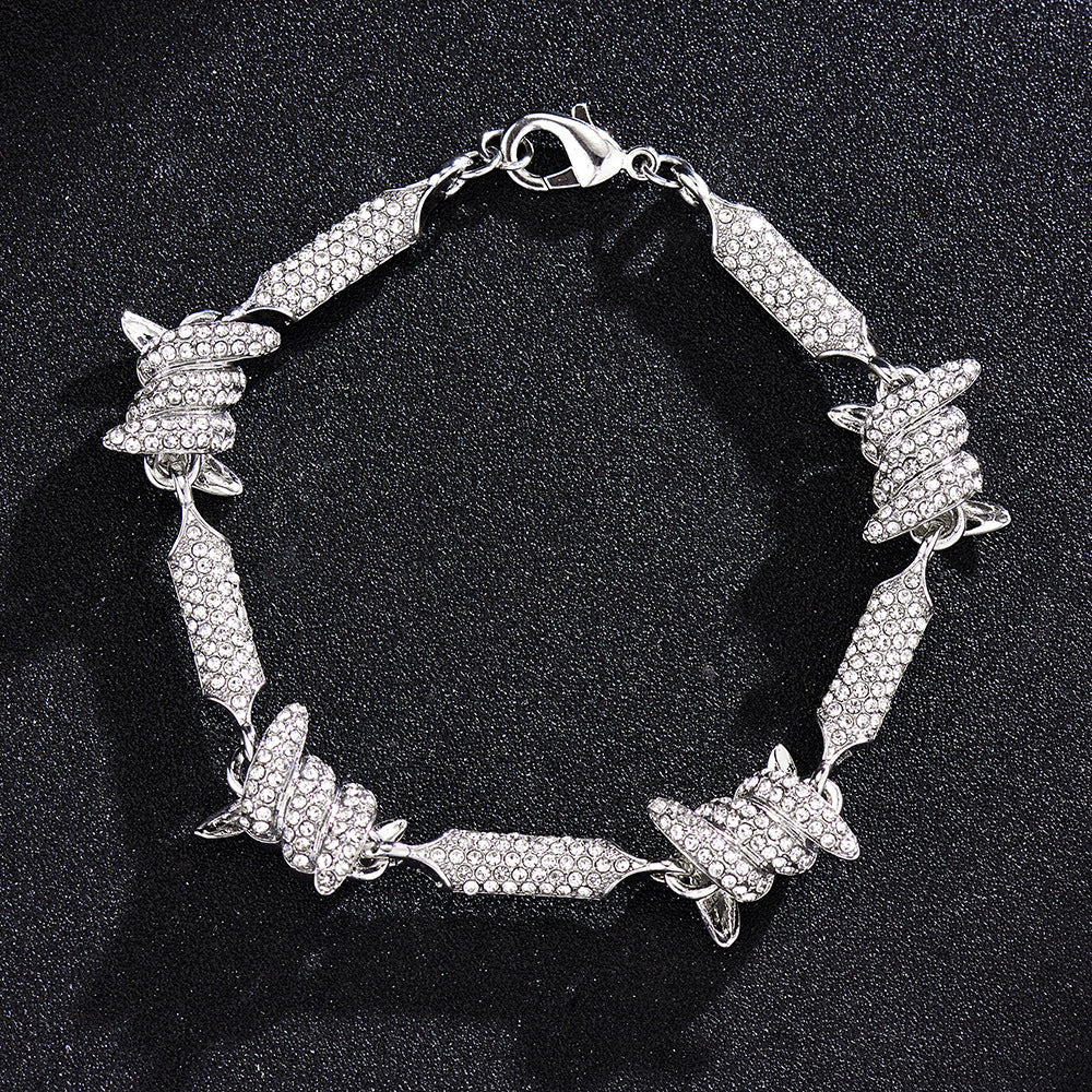 New Full Diamond Wire Necklace 3D Stereo Hip-Hop Cuban Chain 18inch Infinite Chain