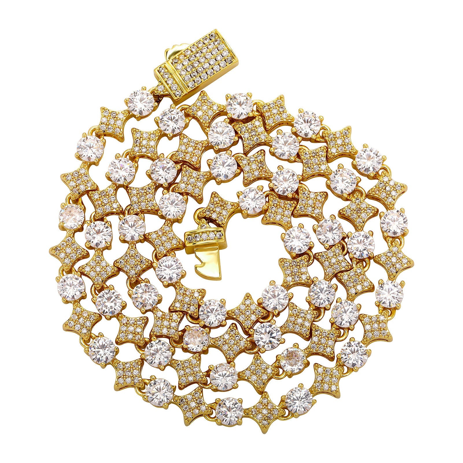 4MM Tennis Chain, 6MM Copper Zirconia Star Hip-hop Necklace, 8MM Starburst Bracelet Anklet, Factory