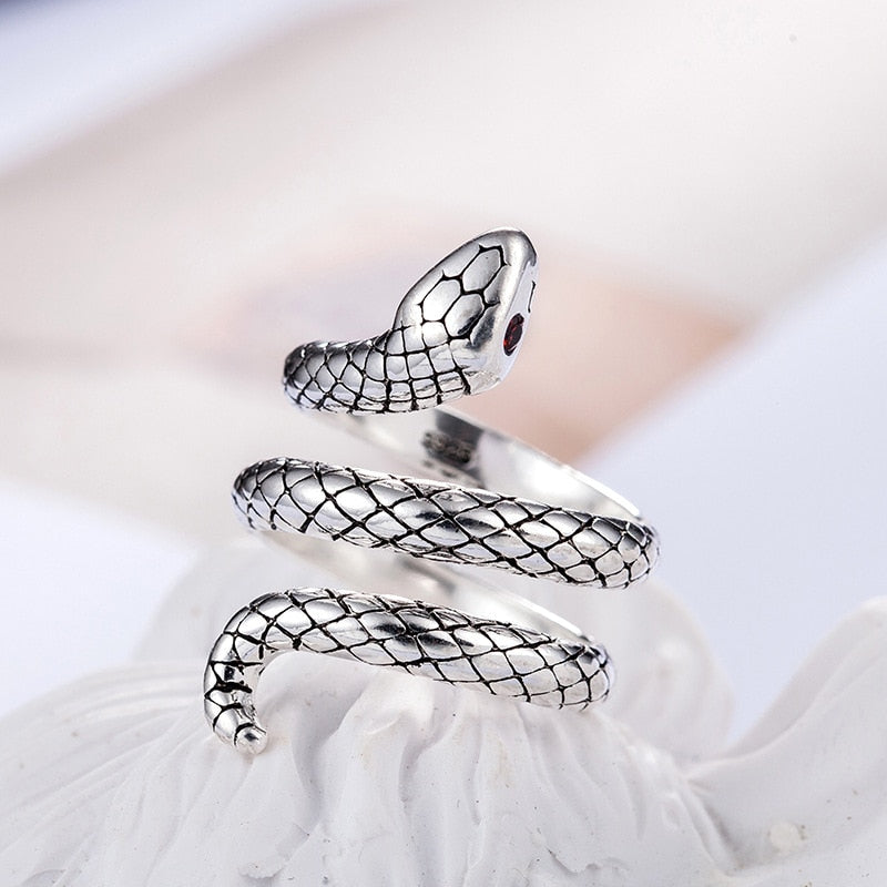 Vintage Snake Ring | 925 Sterling Silver | Adjustable | Women's & Couples Jewelry