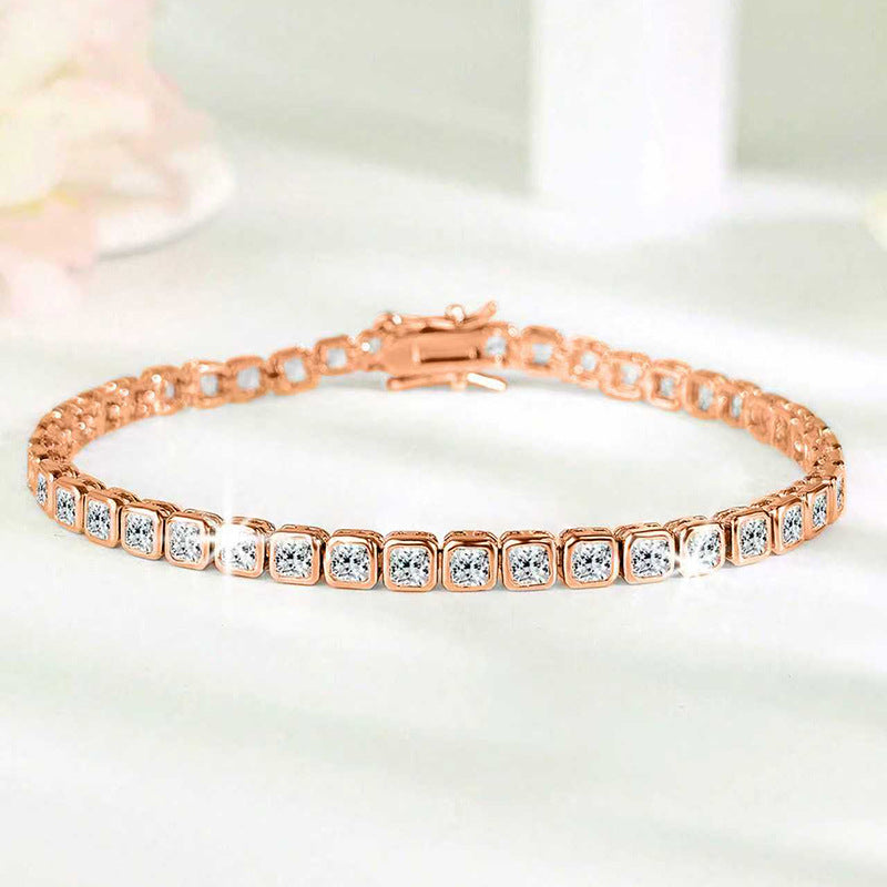New 3mm Square Zircon Bracelet for Men and Women, Elegant Jewelry with Full Diamond Ice Sugar Design