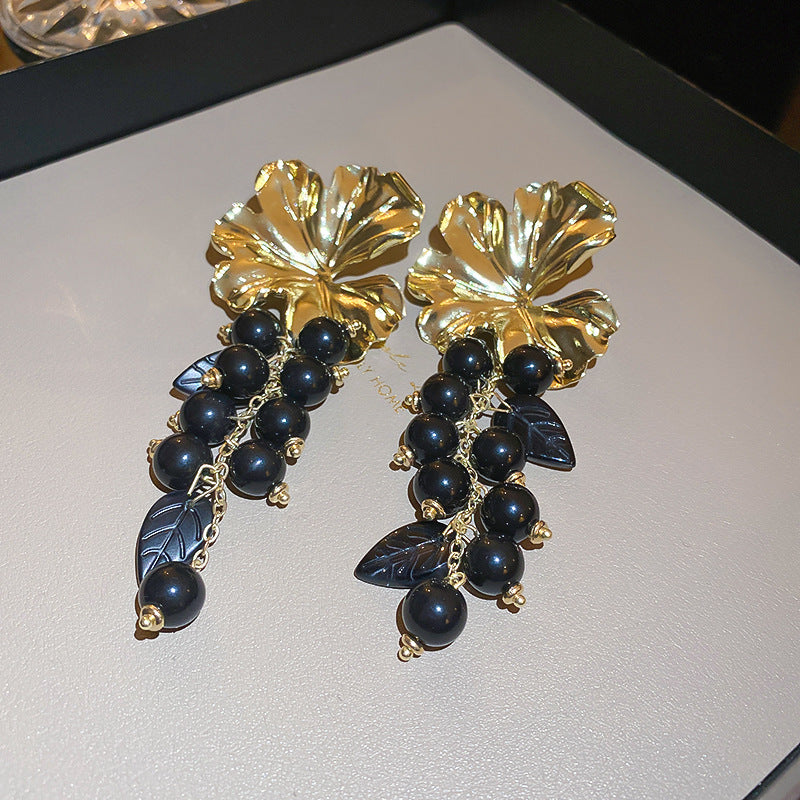 Luxury Tassel Earrings | Metal | Black | Women's Light Luxury Statement Earrings