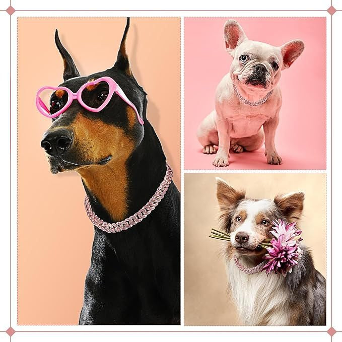 Hip-Hop Cuban Pet Collar | Crystal | Rose Gold | 12 Sizes 20-75cm | Dog & Cat Jewelry