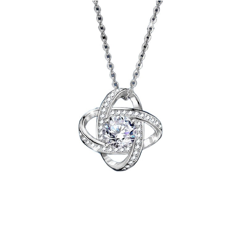 Four-Leaf Clover Necklace | 925 Sterling Silver | Diamond Pendant | Gold & White Gold | Lucky Charm Jewelry