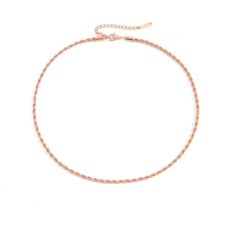 Twisted Chain Necklace | Stainless Steel | Silver, Gold & Rose Gold | 3mm & 4mm | Women's Fashion