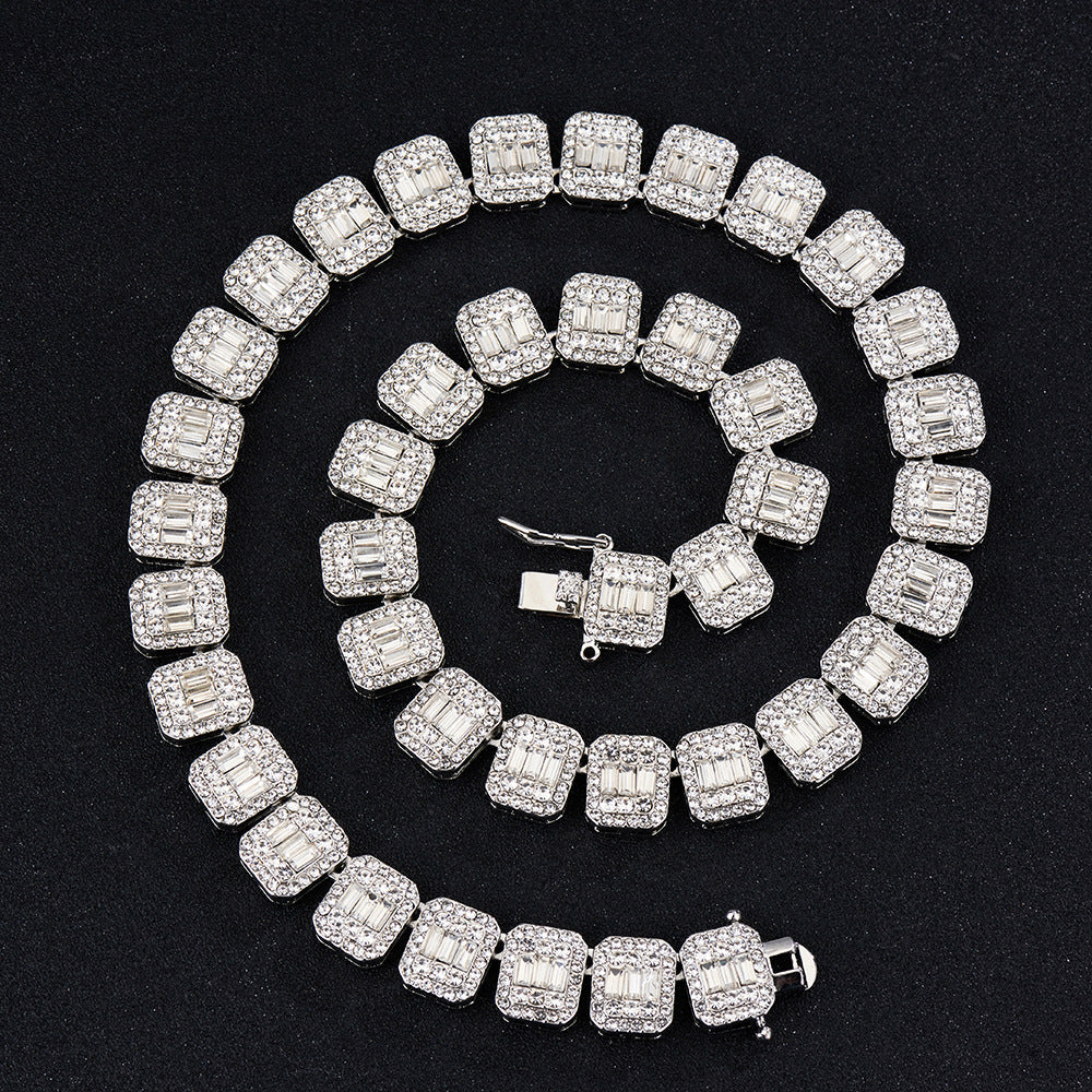 Square Cuban Chain | AAA Crystal | 12mm | Gold & Silver | Bracelet or Necklace | Hip-Hop Women's Jewelry