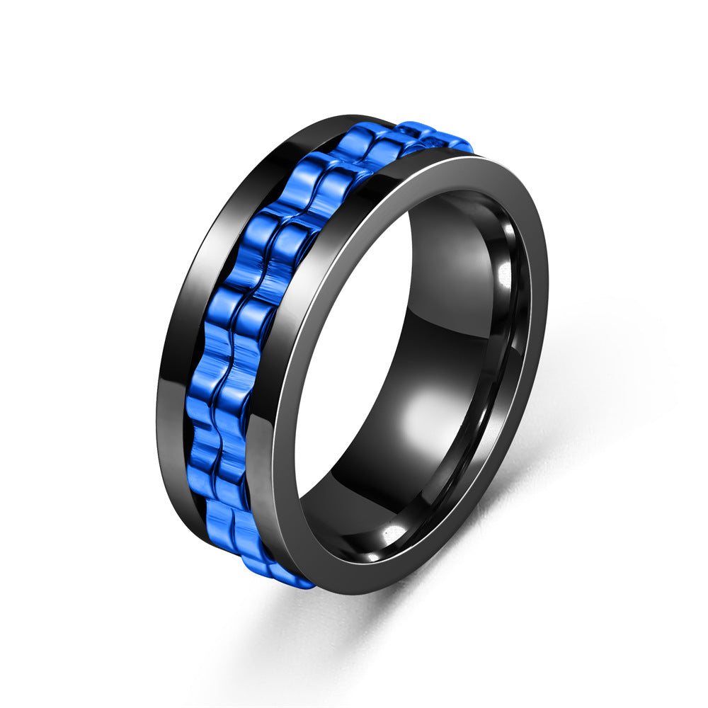 Anti-Stress Spinner Ring | Gear Design | Stainless Steel | 8 Colors | Sizes 6-13