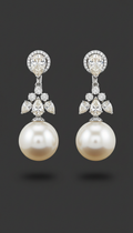 Set pendientes perla marfil y diamante