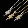 Jewelry Fashion Retro Full Zircon Lightning Necklace Men's Hip Hop Party Locomotive Accessories Pendant Necklace Jewelry