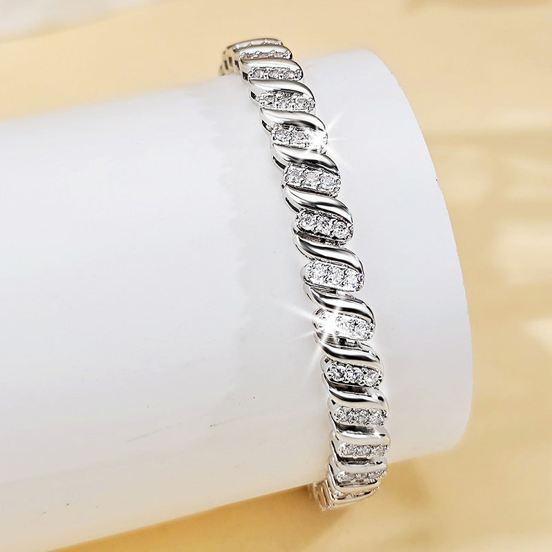 Spring Hook Cuban Chain Bracelet Copper Gold Plated Zircon Stone Hip Hop Fashion Design Jewelry