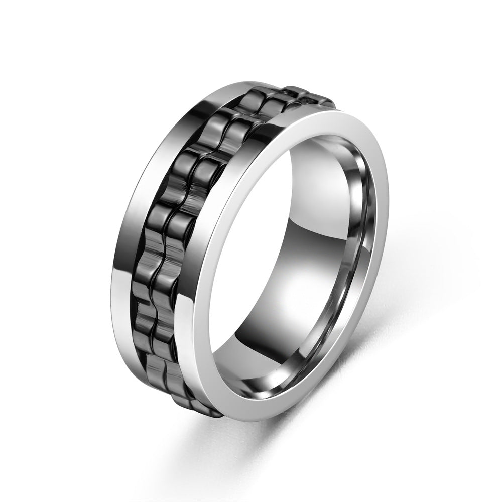 Anti-Stress Spinner Ring | Gear Design | Stainless Steel | 8 Colors | Sizes 6-13