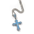 Hip-Hop Cross Necklace | Colored Zircon Pendant | Twist Chain | 4 Colors | 61cm | Unisex Copper Jewelry