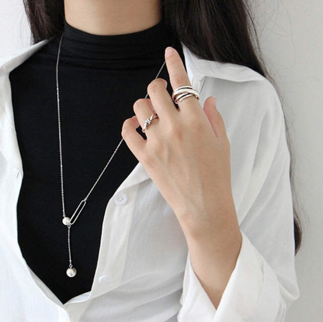 Geometric Knot Ring | Adjustable | White Copper | Minimalist Women's Statement Ring