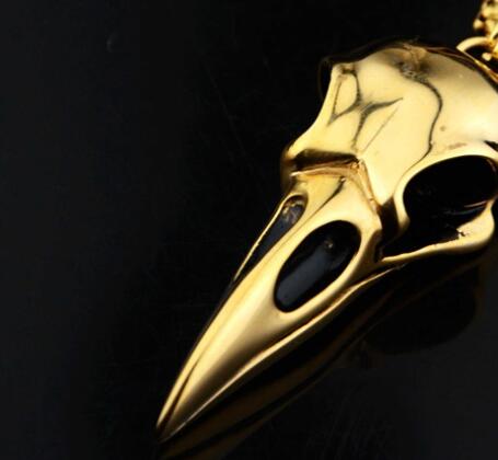 Crow Head Pendant Necklace | Titanium Steel | Silver, Gold & Black | 60-70cm Chain | Hip-Hop Unisex Jewelry
