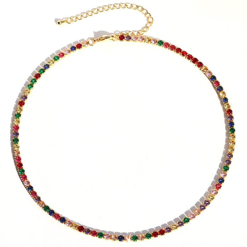 Colorful Zircon Bracelet | 3mm Copper | 7 Colors | Adjustable 33+7cm | Hip-Hop Women's Jewelry