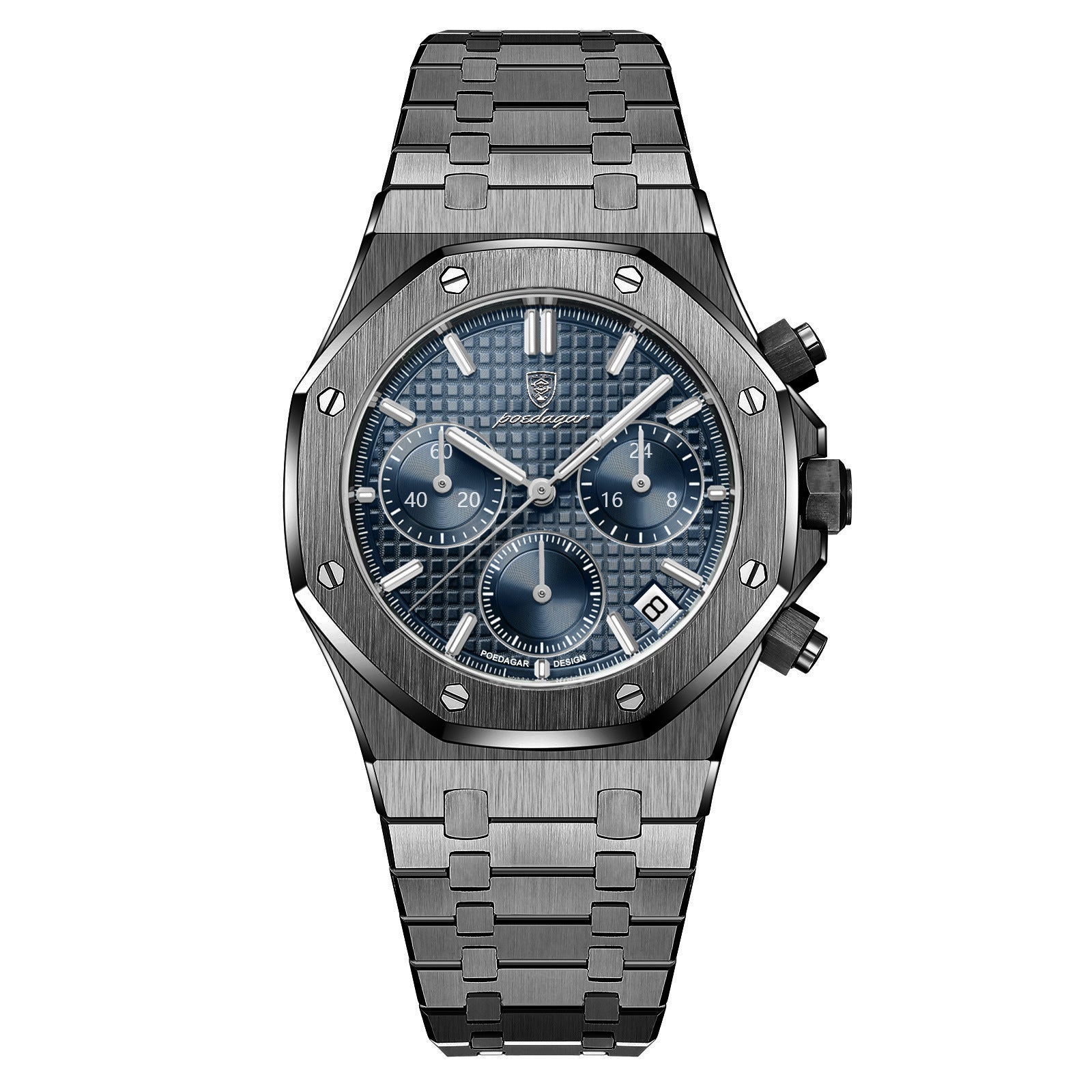 POEDAGAR 926 Men's Chronograph Watch | Stainless Steel | 42mm | 10 Styles | Rose Gold, Silver & Black