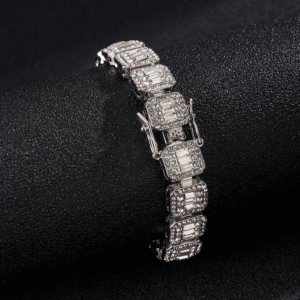 Square Cuban Chain | AAA Crystal | 12mm | Gold & Silver | Bracelet or Necklace | Hip-Hop Women's Jewelry