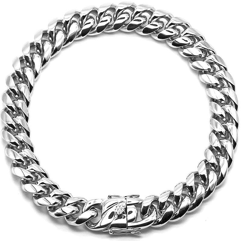 Cuban Choker Chain | Titanium Steel | Silver | 12mm-16mm | 45-50cm | Hip-Hop Unisex Necklace