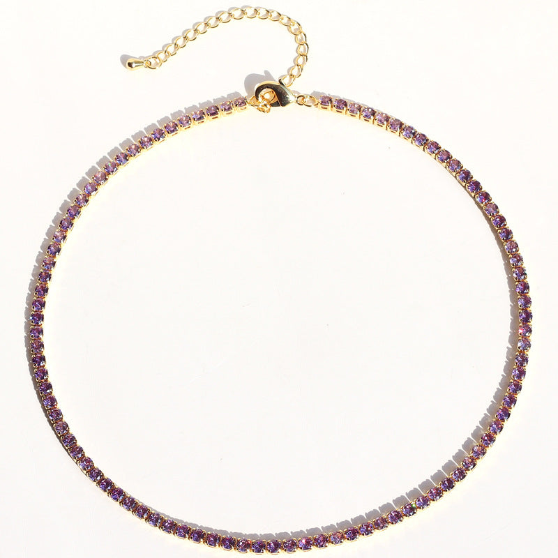 Colorful Zircon Bracelet | 3mm Copper | 7 Colors | Adjustable 33+7cm | Hip-Hop Women's Jewelry