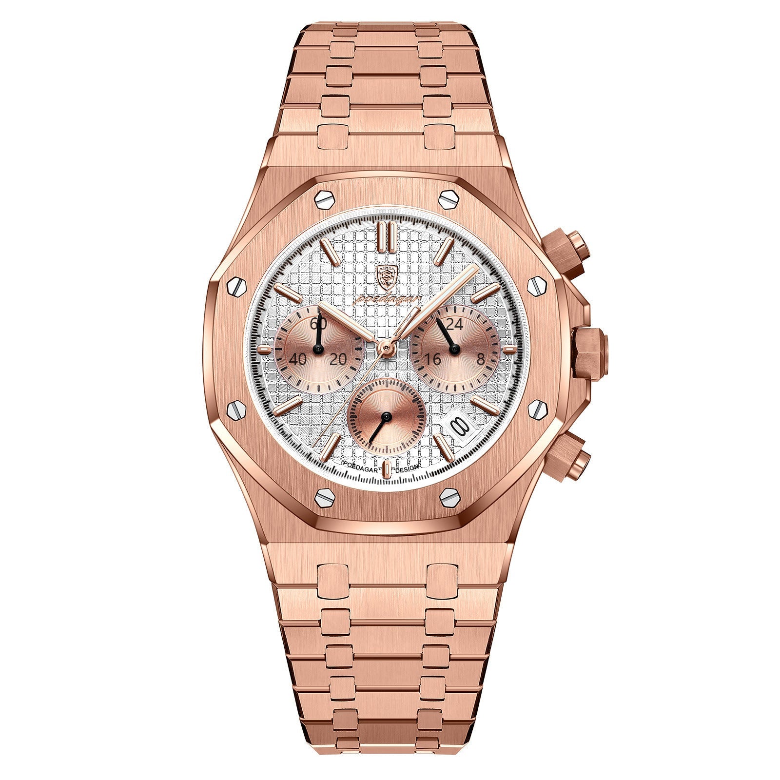 POEDAGAR 926 Men's Chronograph Watch | Stainless Steel | 42mm | 10 Styles | Rose Gold, Silver & Black