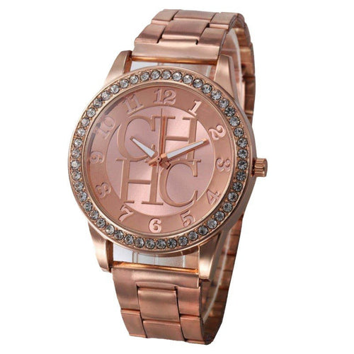 Alloy Diamond-Embedded Men's Wristwatch Fashion Trend Steel Strap Gift Student Watch