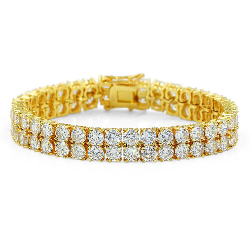 Hip Hop  Double-row 10mm Copper Micro-paved Zircon Bracelet, Hip Hop Bracelet, Personality Tennis Chain