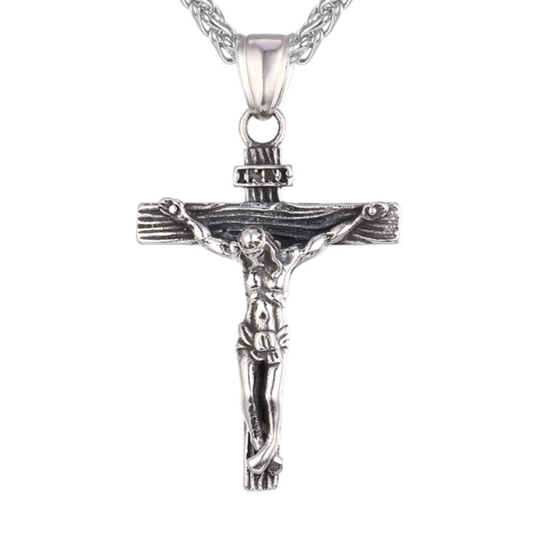 Vintage Cross Necklace | Silver or Gold | Adjustable 51-80cm | Floral or Cross Chain | Unisex