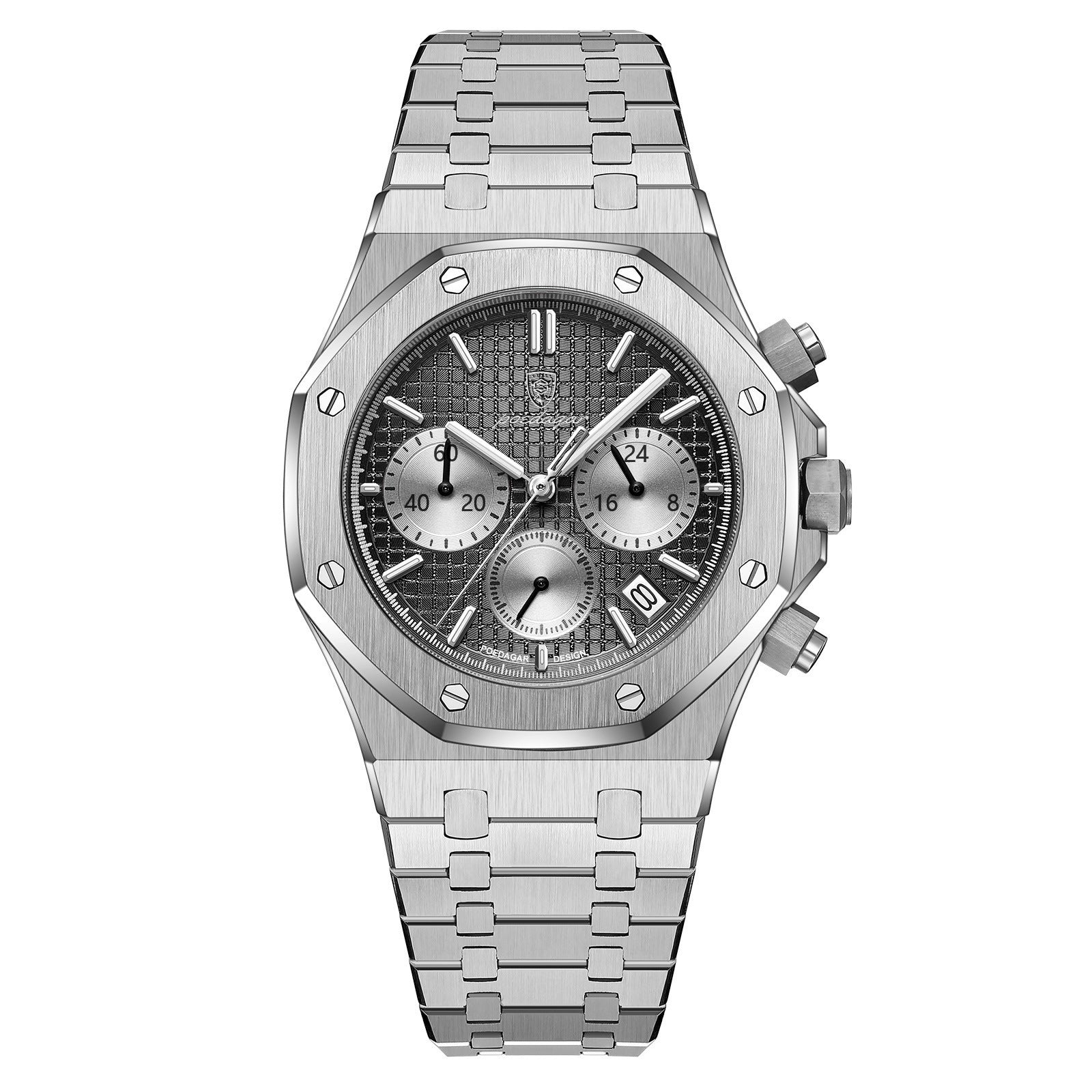 POEDAGAR 926 Men's Chronograph Watch | Stainless Steel | 42mm | 10 Styles | Rose Gold, Silver & Black