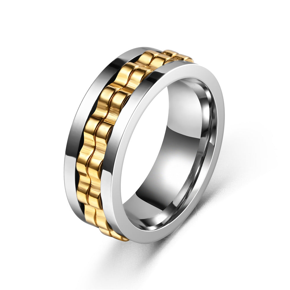 Anti-Stress Spinner Ring | Gear Design | Stainless Steel | 8 Colors | Sizes 6-13