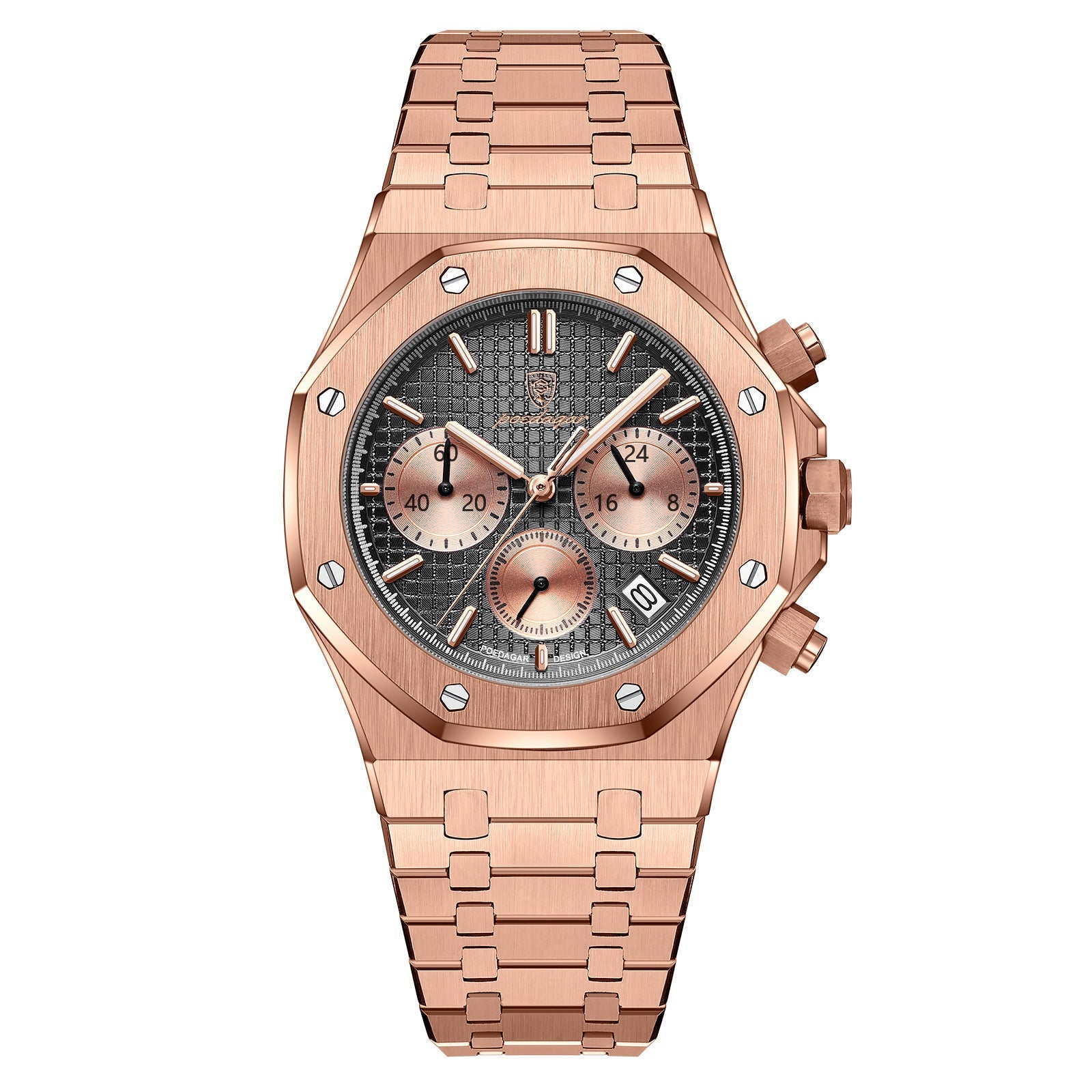 POEDAGAR 926 Men's Chronograph Watch | Stainless Steel | 42mm | 10 Styles | Rose Gold, Silver & Black