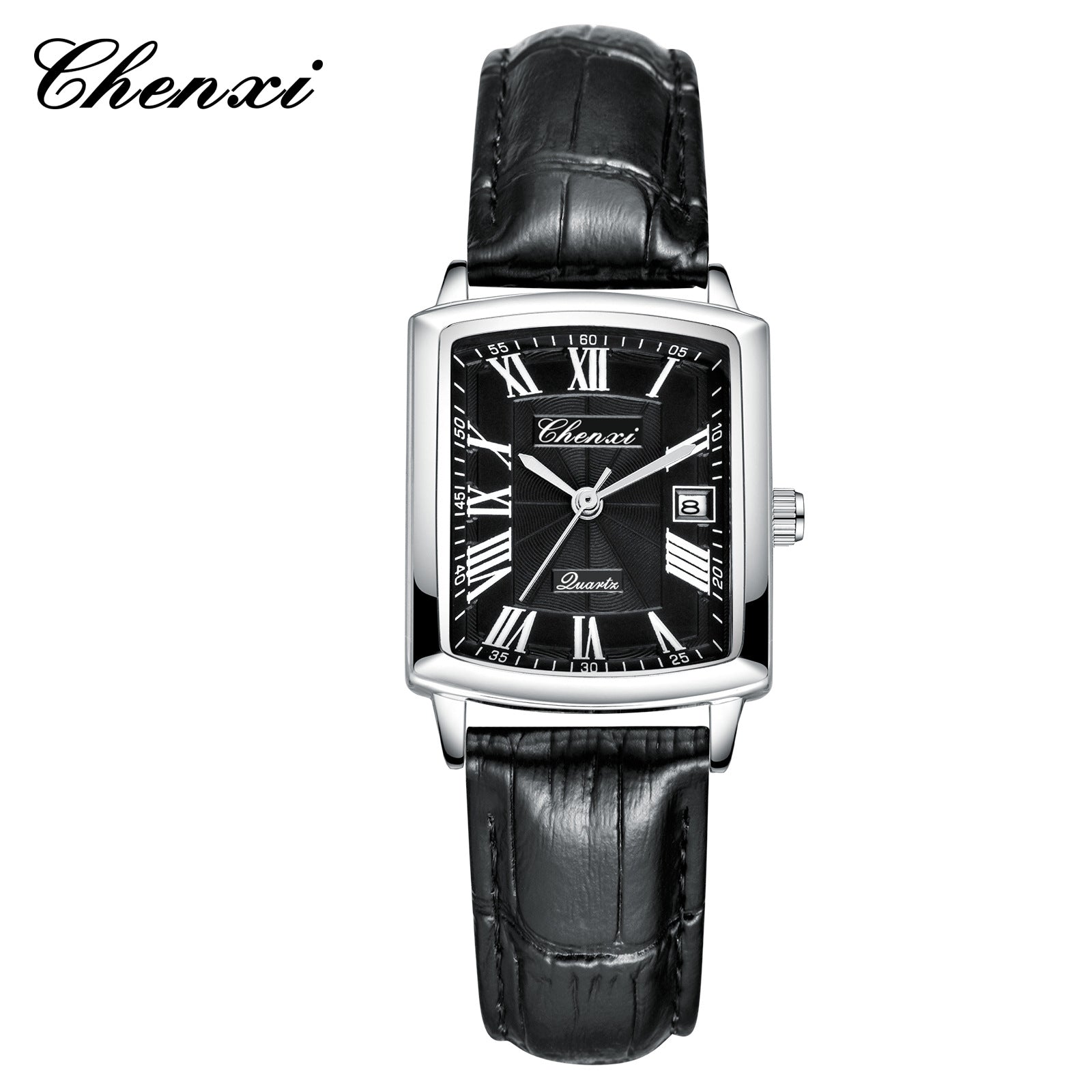 Couple's Casual Rectangular Watch | Genuine Leather Strap | Calendar & Night Light | His & Hers | CHENXI