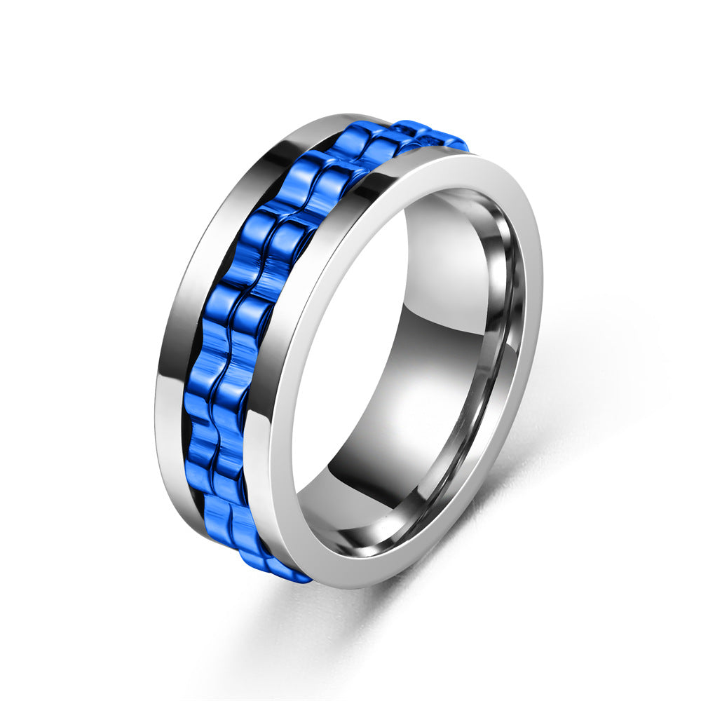 Anti-Stress Spinner Ring | Gear Design | Stainless Steel | 8 Colors | Sizes 6-13