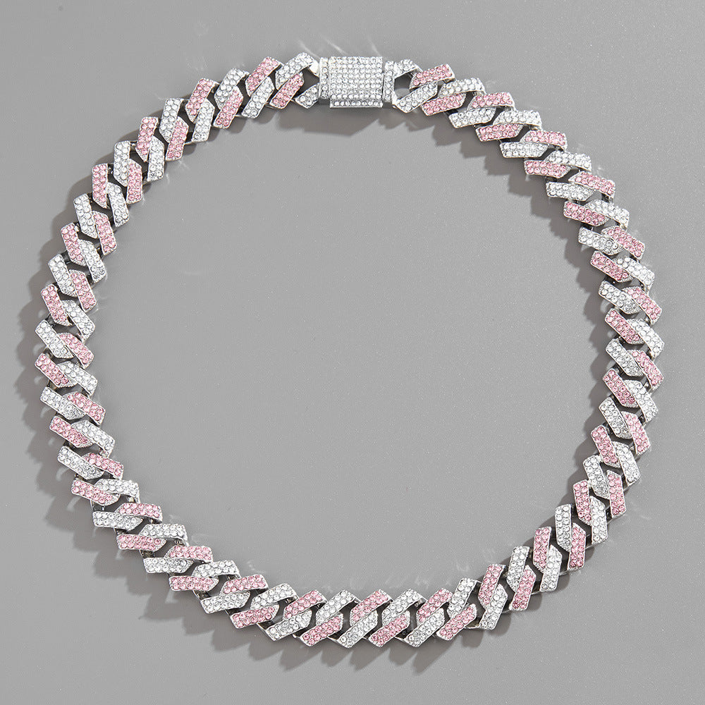 Cadena Cubana 15mm Full Diamantes